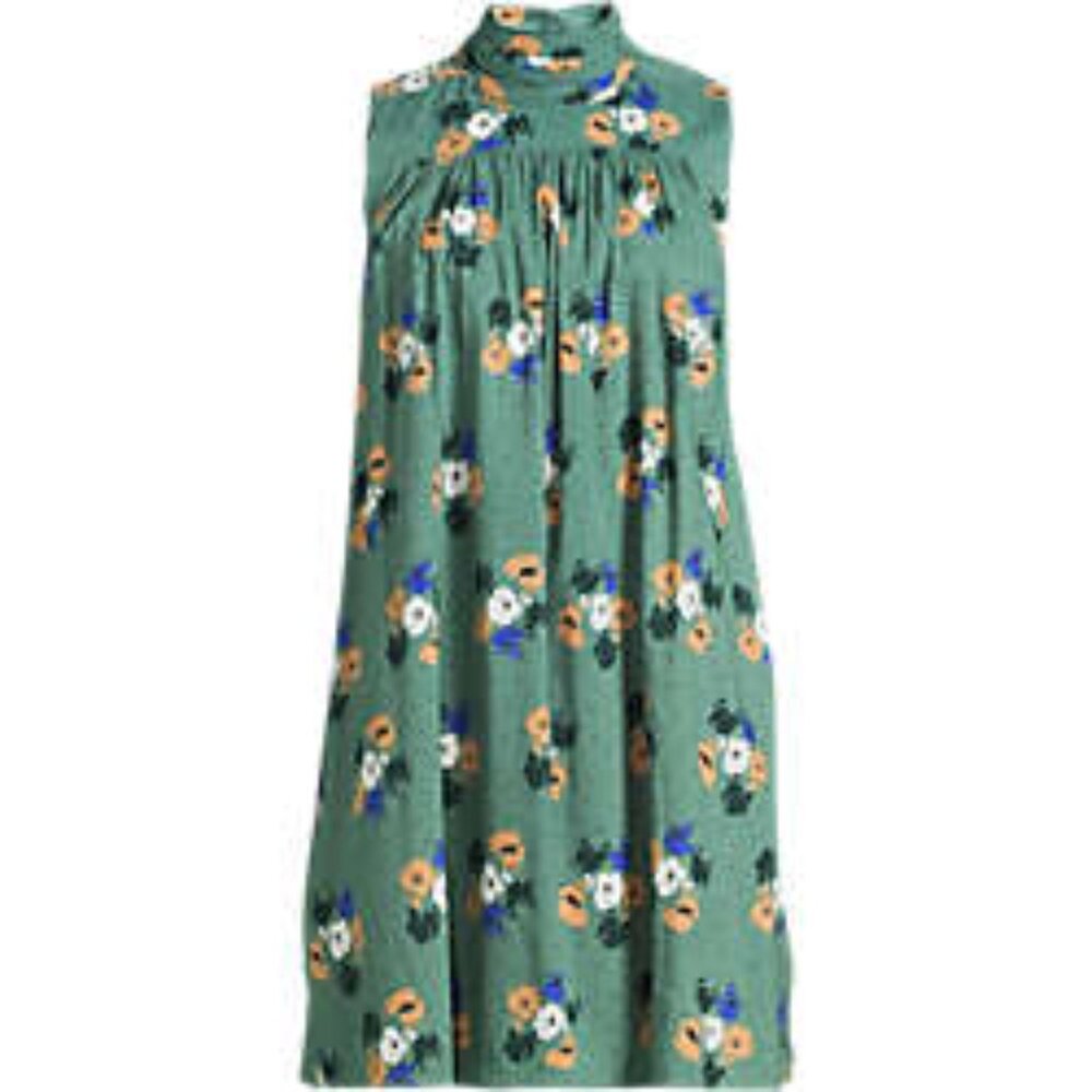 Lands End Cotton Mock Neck Swing Dress